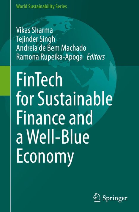 "FinTech for Sustainable Finance and a Well-Blue Economy", grüne Gestaltung mit Erdkugel und Springer-Logo.