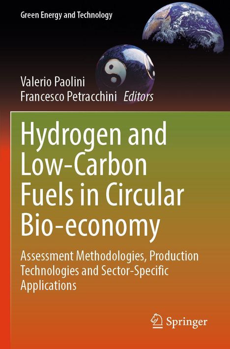 Titel: Hydrogen and Low-Carbon Fuels in Circular Bio-economy. Globus und Yin-Yang Symbol, Springer-Logo.