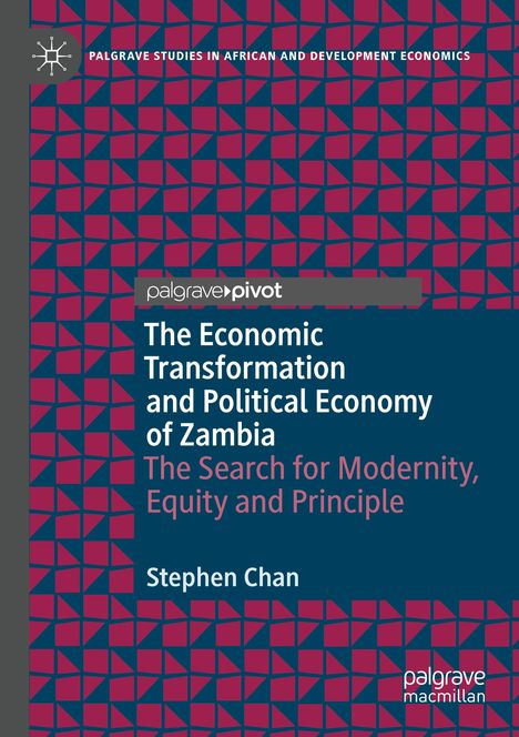 „The Economic Transformation and Political Economy of Zambia“ ist in Weiß auf blauem Hintergrund geschrieben.