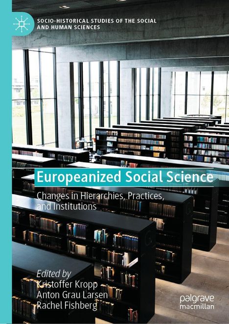 "Europeanized Social Science, Changes in Hierarchies, Practices, and Institutions. Modern Bibliothek mit Regalen und Glaswänden."