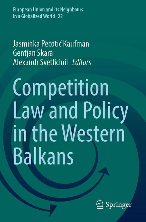 „Competition Law and Policy in the Western Balkans“. Grüner Hintergrund mit Kreismuster. Springer-Logo unten rechts.
