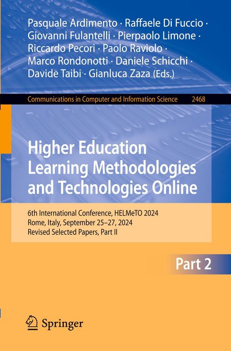 Titel: Higher Education Learning Methodologies and Technologies Online. Konferenz: HELMeTO 2024 in Rom. Teil 2. Springer-Logo.