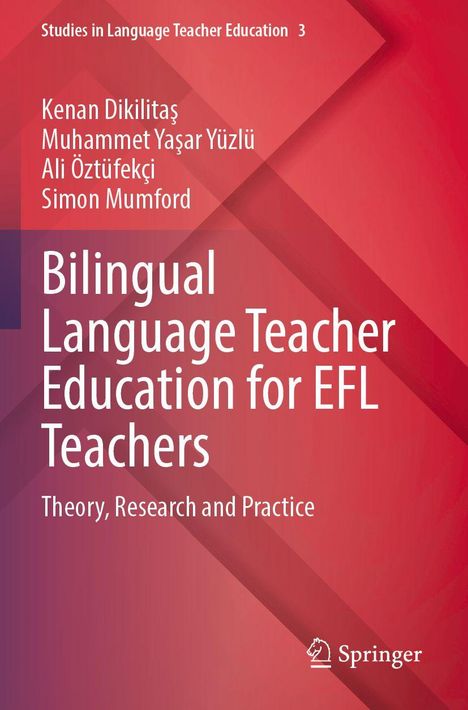 Buchtitel: "Bilingual Language Teacher Education for EFL Teachers" mit Autorenliste. Roter Hintergrund, Springer-Logo unten.