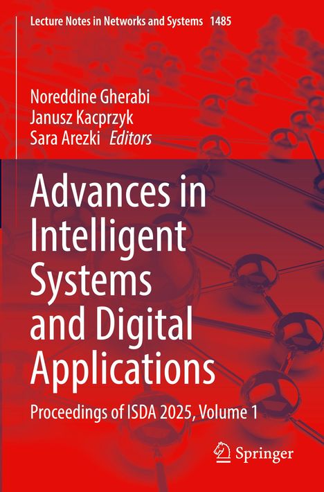 Text: "Advances in Intelligent Systems and Digital Applications." Im Hintergrund sind schematische Netzwerkverbindungen.