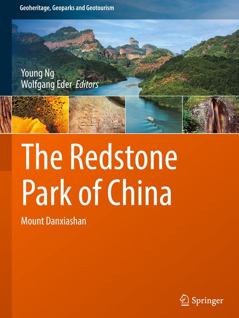 "The Redstone Park of China" oben, "Young Ng", "Wolfgang Eder", Fotos von Landschaften und Felsformationen, Springer-Logo unten.