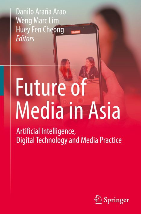 Cover eines Buches. Titel: "Future of Media in Asia". Ein Handy zeigt zwei lächelnde Personen im Gespräch.