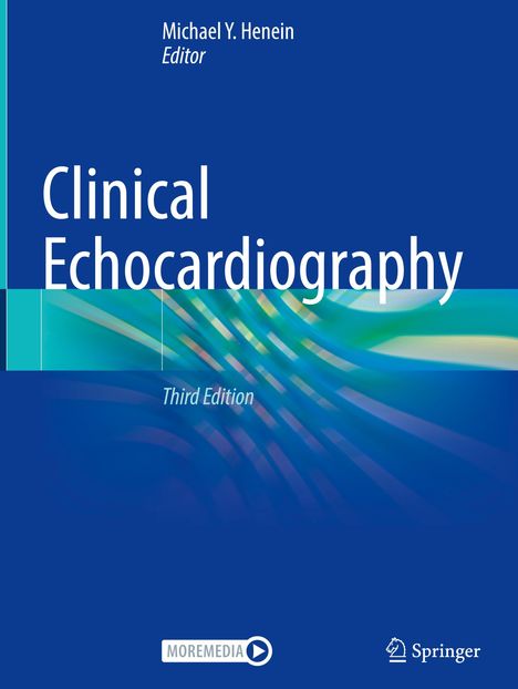 "Clinical Echocardiography, Third Edition, Michael Y. Henein, Editor". Blaues Cover mit abstrakten Farbmustern.