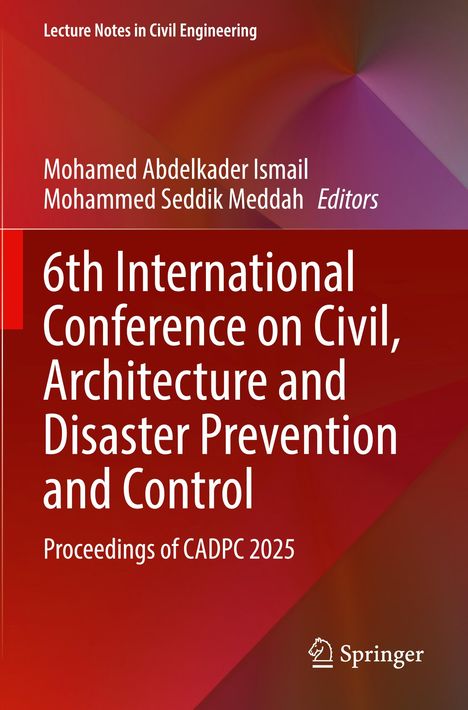 „6th International Conference on Civil, Architecture and Disaster Prevention and Control.“, rotes geometrisches Design.