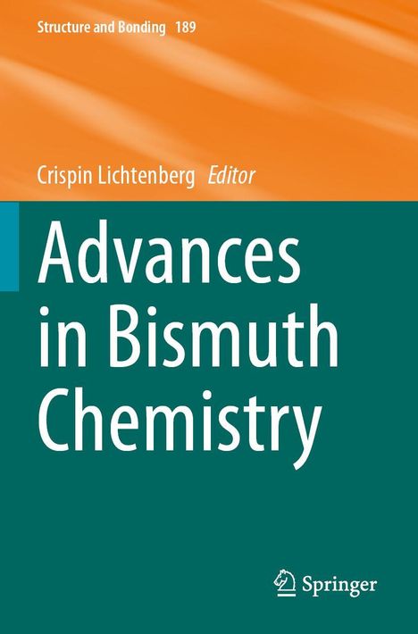Titel: "Advances in Bismuth Chemistry". Oben orange, unten grün mit weißem Text. Springer-Logo rechts unten.