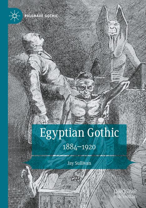 Buchtitel: "Egyptian Gothic 1884–1920" von Jay Sullivan. Illustration: Drei Figuren, eine mit aufgesetzter Maske, in dramatischer Szene.
