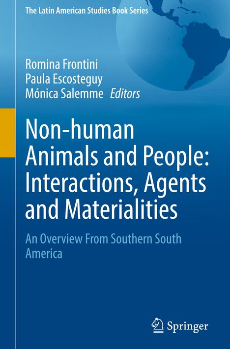 Buchtitel: "Non-human Animals and People: Interactions, Agents and Materialities". Blaues Cover, Weltkarte, Springer-Logo.
