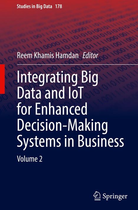 "Integrating Big Data and IoT for Enhanced Decision-Making Systems in Business, Volume 2" in weißem Text auf blauem Grund.