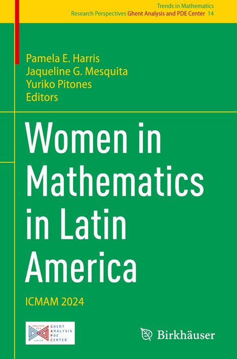 "Women in Mathematics in Latin America" und "ICMAM 2024" in Weiß auf grünem Hintergrund. Links ein Logo.