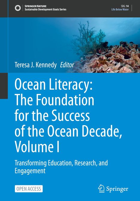 „Ocean Literacy: The Foundation for the Success of the Ocean Decade, Volume I.“ Korallenriff und Springer-Logo.