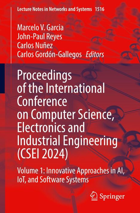 "Proceedings of the International Conference on CSEI 2024. Viz: Netzwerkkugeln mit rotem Hintergrund."
