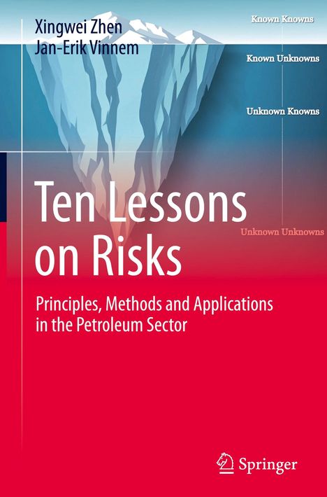 Titel: "Ten Lessons on Risks: Principles, Methods and Applications in the Petroleum Sector". Illustration eines Eisbergs.