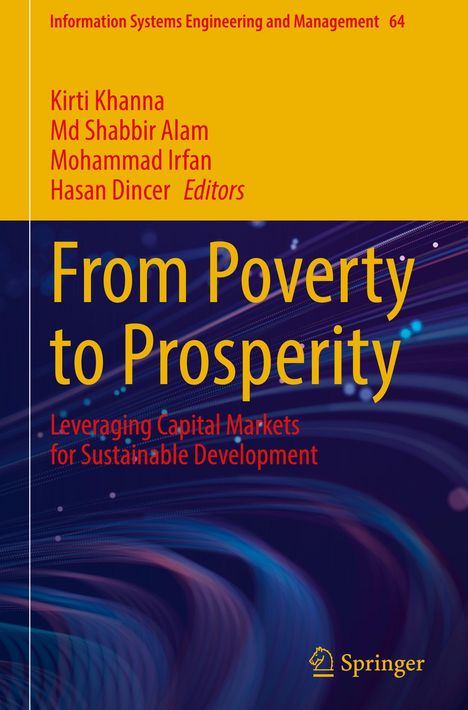 Oben: "Information Systems Engineering and Management 64". Titel: "From Poverty to Prosperity". Springer-Logo unten. Farbiges, geschwungenes Muster im Hintergrund.