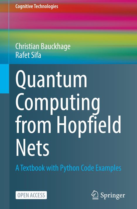 „Quantum Computing from Hopfield Nets“: Buchcover mit buntem Streifenmuster, Autoren: Christian Bauckhage, Rafet Sifa.