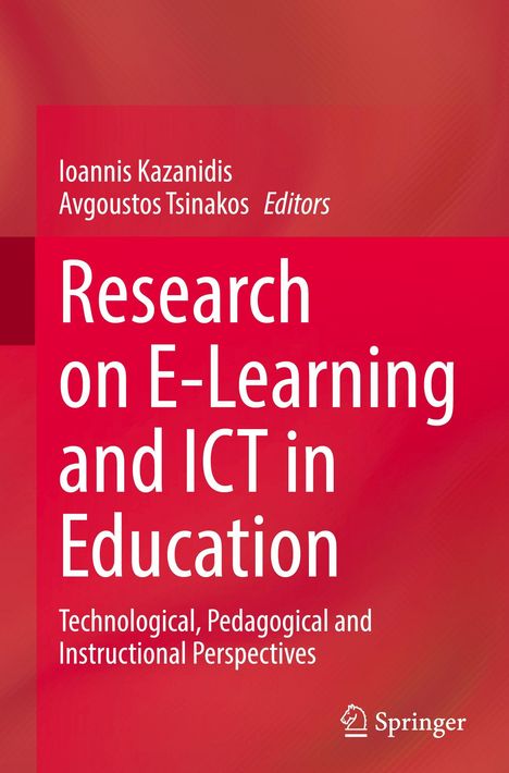 "Research on E-Learning and ICT in Education" in weißer Schrift auf rotem Hintergrund. Unten rechts ist ein Logo.