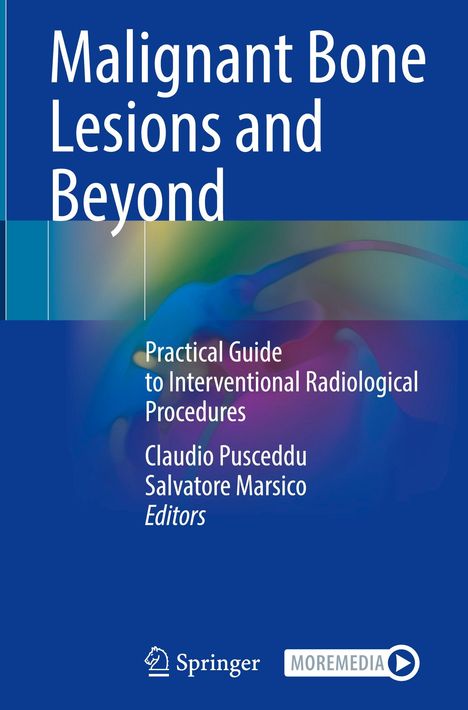 "Malignant Bone Lesions and Beyond" ist ein Buch mit farbenfrohen abstrakten Formen und den Logos von Springer und MOREMEDIA.
