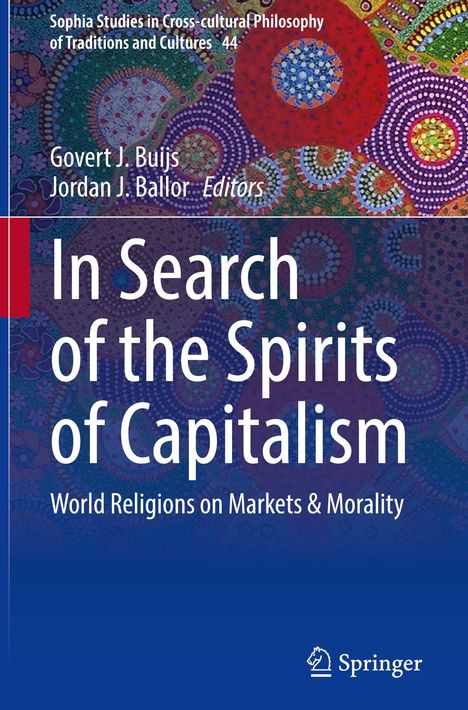 Titel: "In Search of the Spirits of Capitalism". Farbenfrohes, abstraktes Muster im Hintergrund. Springer-Logo unten rechts.