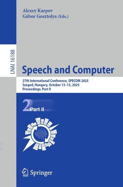 Speech and Computer, Buch