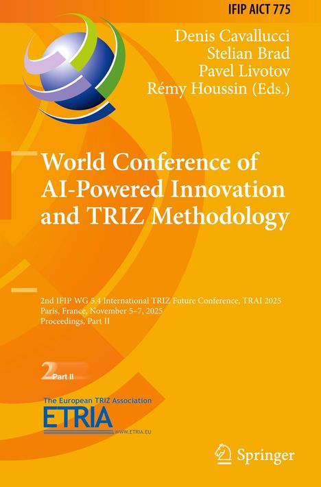 Auf gelbem Hintergrund steht: "World Conference of AI-Powered Innovation and TRIZ Methodology." Oben links ein farbiges Logo.