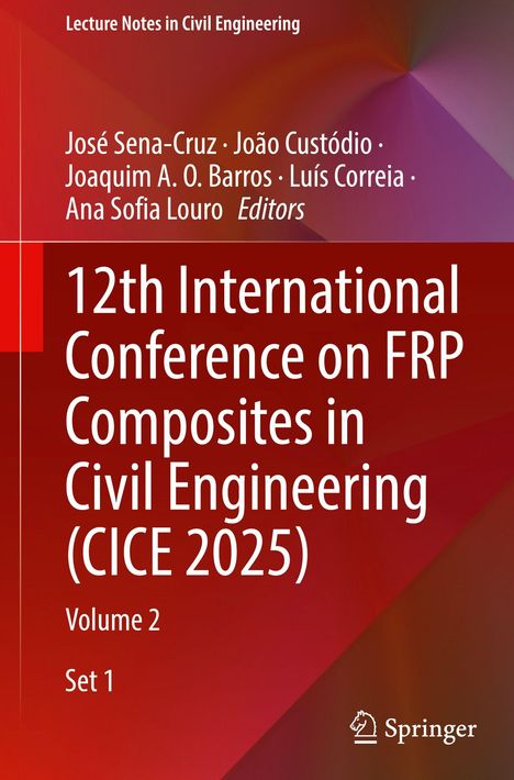 12th International Conference on FRP Composites in Civil Engineering (CICE 2025). Roter Hintergrund, Springer-Logo.
