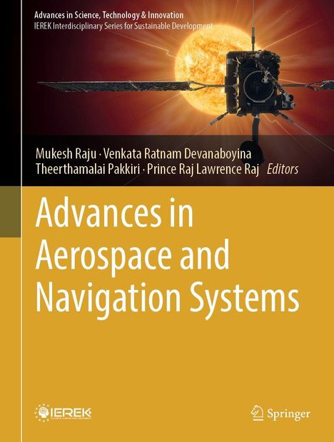 "Advances in Aerospace and Navigation Systems" vor gelbem Hintergrund. Oben ein Satellit vor der Sonne, zwei Logos unten.
