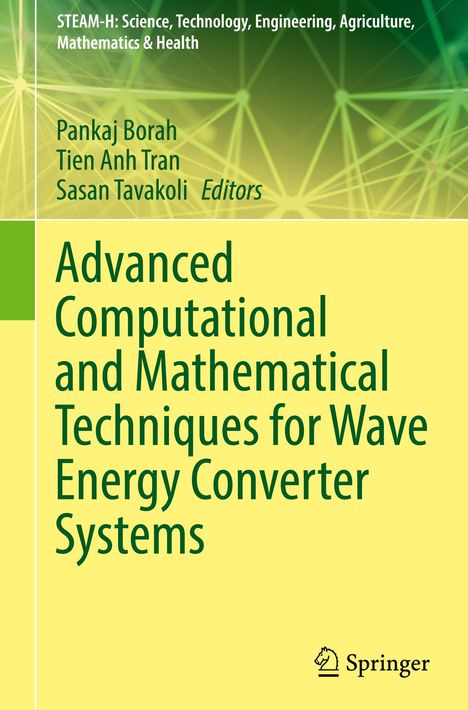 Titel: "Advanced Computational and Mathematical Techniques for Wave Energy Converter Systems." Grün-gelbes Design.