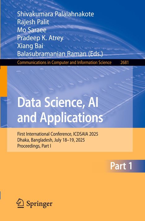 Shivakumara Palaiahnakote und weitere Autoren. Buch zu "Data Science, AI and Applications". Konferenz in Dhaka 2025. Springer-Logo.