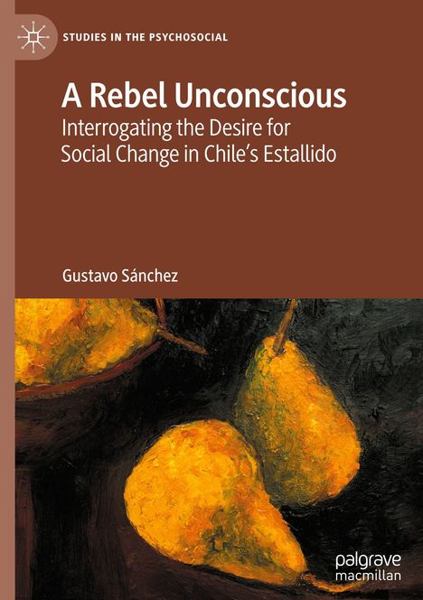"A Rebel Unconscious: Interrogating the Desire for Social Change in Chile’s Estallido" von Gustavo Sánchez. Illustration von gelben Birnen auf dunklem Hintergrund.