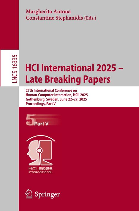 "HCI International 2025 – Late Breaking Papers" in großer Schrift. Darunter Konferenzdetails. Unten ein Logo mit Kopf und Bildschirm.
