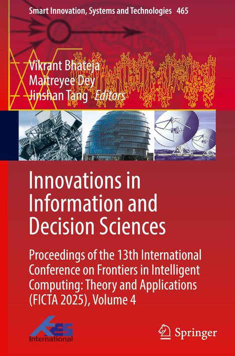 Titel: "Innovations in Information and Decision Sciences". Roter Hintergrund mit wissenschaftlichen Abbildungen.