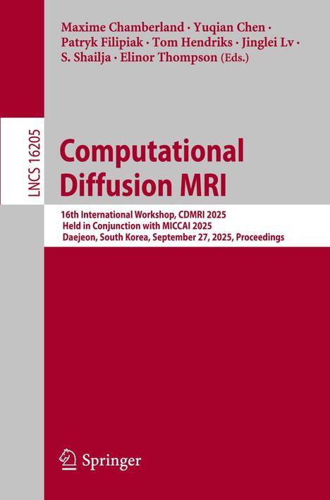 Titel: Computational Diffusion MRI. Details zum Workshop in Daejeon, Südkorea, am 27. September 2025. Springer-Logo unten.
