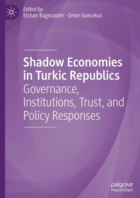Titel: "Shadow Economies in Turkic Republics". Herausgeber: Elshan Bagirzadeh, Omer Gokcekus. Lila Hintergrund.