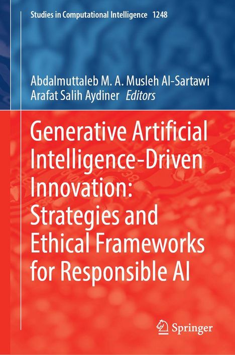 "Generative Artificial Intelligence-Driven Innovation: Strategies and Ethical Frameworks for Responsible AI"; blau-rote Gestaltung.
