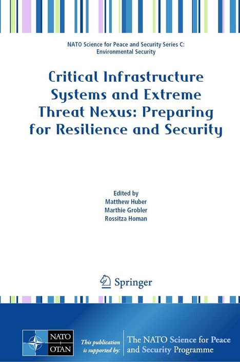 Titel: "Critical Infrastructure Systems and Extreme Threat Nexus". Herausgeber: Matthew Huber, Marthie Grobler, Rossitza Homan. Springer-Logo.