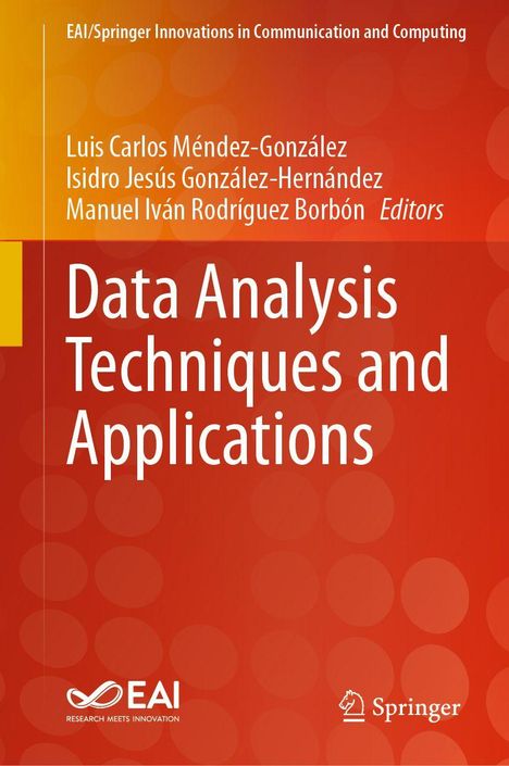 „Data Analysis Techniques and Applications“ in Weiß auf rotem Hintergrund, Logos unten von EAI und Springer.