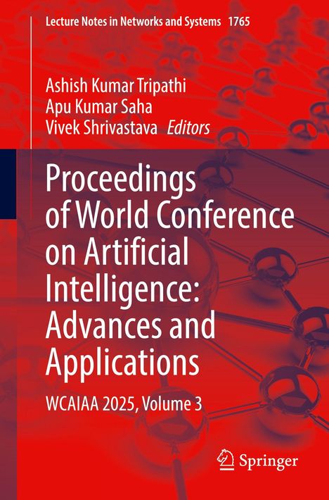Cover eines Buches in Rot und Blau. Titel: "Proceedings of World Conference on Artificial Intelligence: Advances and Applications".