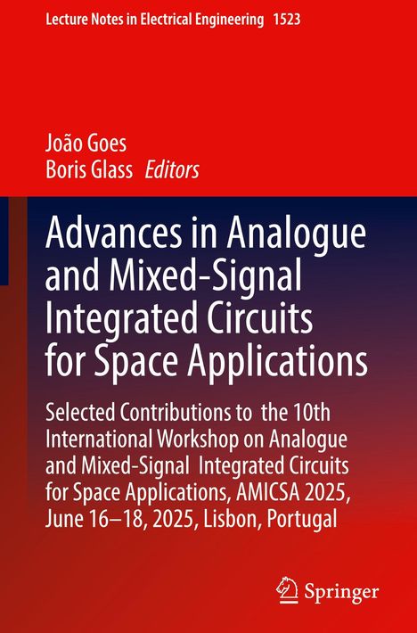 Titel: "Advances in Analogue and Mixed-Signal Integrated Circuits for Space Applications". Hintergrund: Rote bis blaue Farbverläufe. Springer-Logo unten rechts.