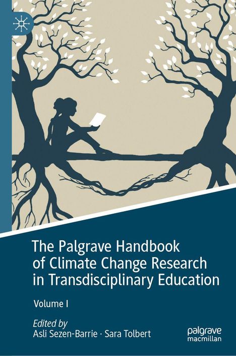 "The Palgrave Handbook of Climate Change Research in Transdisciplinary Education, Volume I", Illustration: Person liest unter Bäumen.