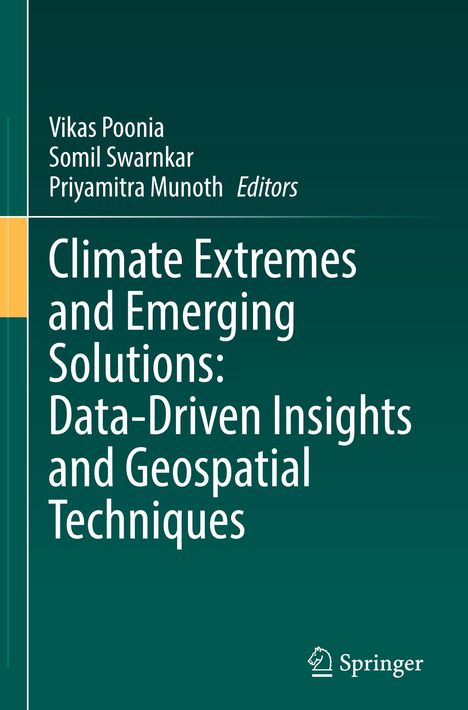 Titel: "Climate Extremes and Emerging Solutions: Data-Driven Insights and Geospatial Techniques", Springer-Logo unten.