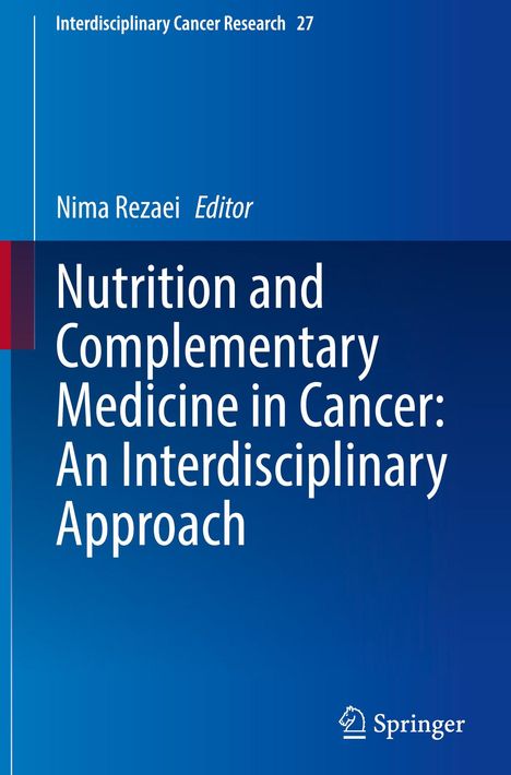 Titel: "Nutrition and Complementary Medicine in Cancer: An Interdisciplinary Approach". Blauer Hintergrund. Springer-Logo.