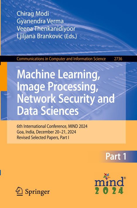 Buchcover mit Text: Machine Learning, Image Processing, Network Security and Data Sciences. Logo von "mind 2024".