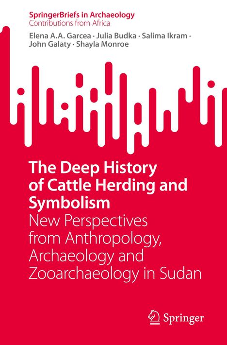 „The Deep History of Cattle Herding and Symbolism“ steht auf rotem Hintergrund mit stilisiertem, weißen Muster. Unten ein Springer-Logo.