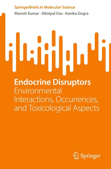 "Endocrine Disruptors: Environmental Interactions, Occurrences, and Toxicological Aspects" auf orangefarbenem Hintergrund.