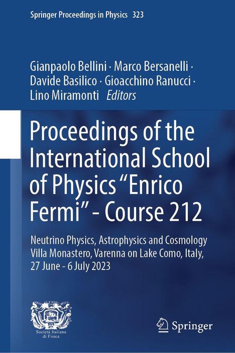 Text: "Proceedings of the International School of Physics 'Enrico Fermi' - Course 212". Blaues Cover, Logos unten.
