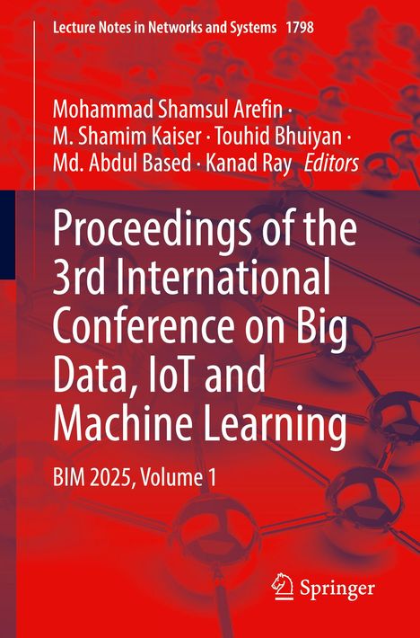 Proceedings der 3. Konferenz zu Big Data, IoT, Machine Learning; rote, abstrakte Illustration mit Molekülstruktur.
