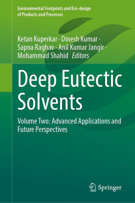 Titel: Deep Eutectic Solvents. Grüner Hintergrund mit stilisiertem Blatt. Springer-Logo unten.